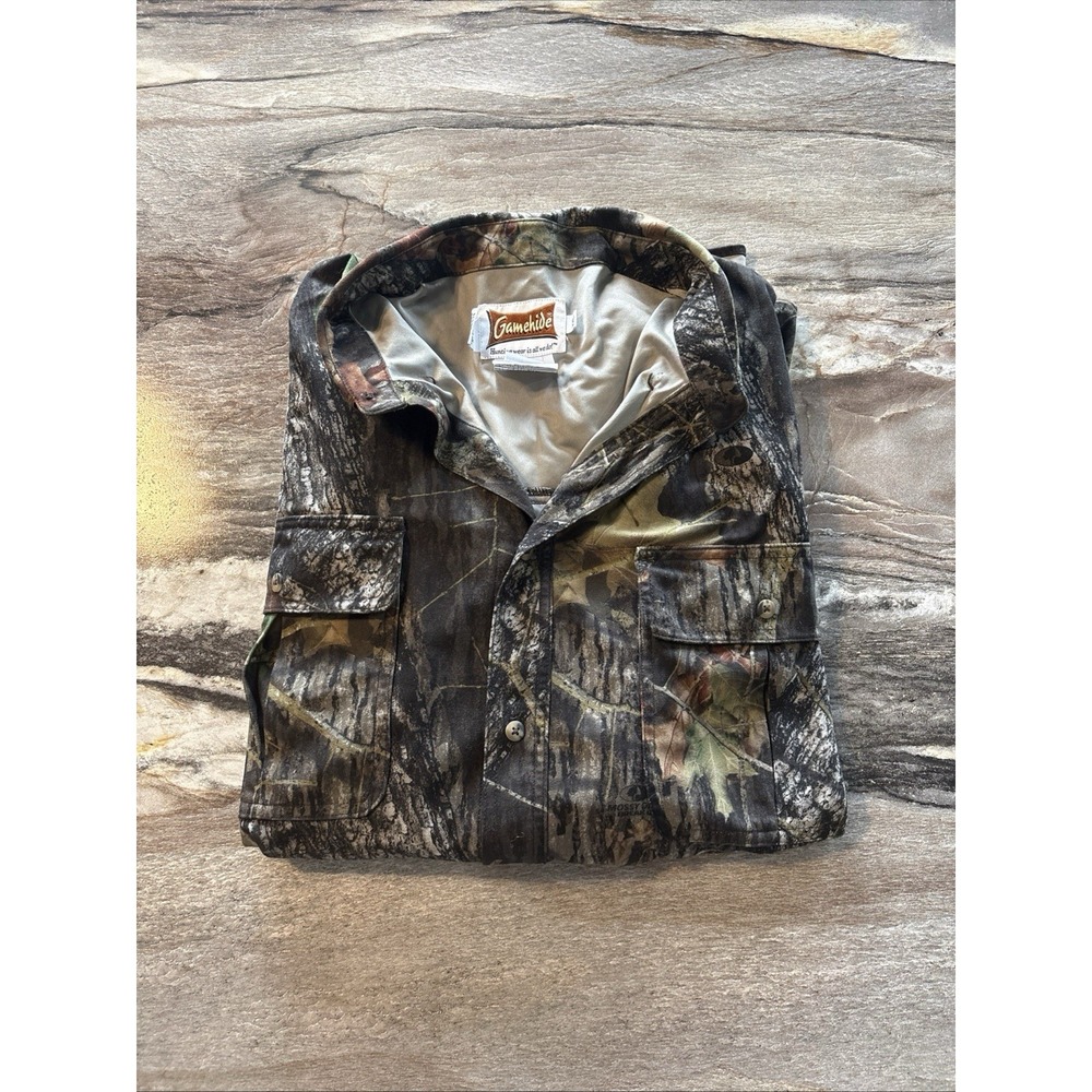 Gamehide Jacket Mens Large Camo HushHide Hunting Shirt L/S Mossy Oak‎ 2XL
